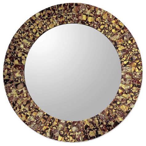 Glass Mosaic Mirror Golden Splash India Contemporary Wall Mirrors By Novica Houzz