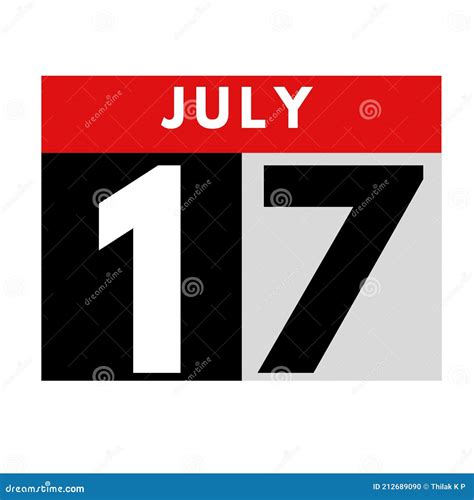 July 17 Flat Daily Calendar Icon Date Day Month Stock Illustration