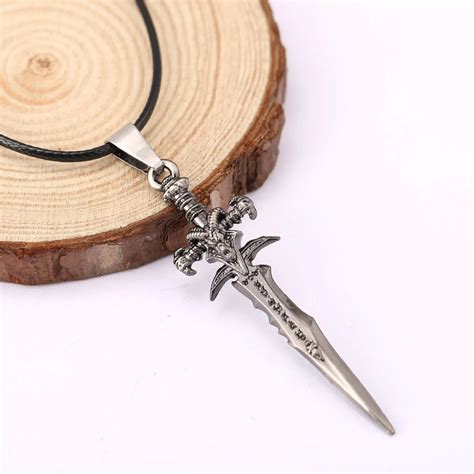 Hot Anime Metal Sword Pendant Necklaces Black Leather Rope Chain Diy