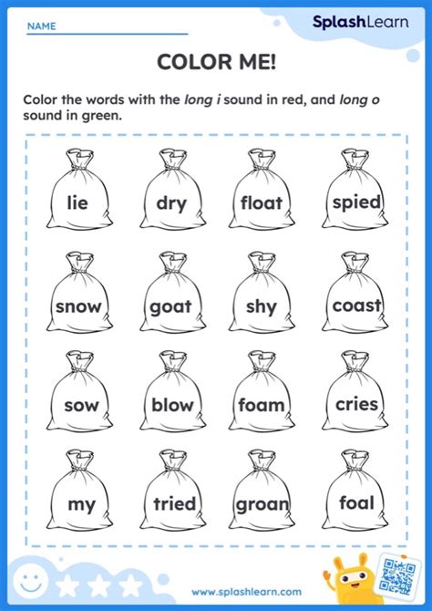 Color The Long Vowel Sounds Worksheet