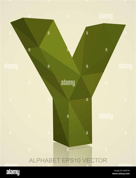 Abstract Khaki 3D Polygonal Y With Reflection Low Poly Alphabet