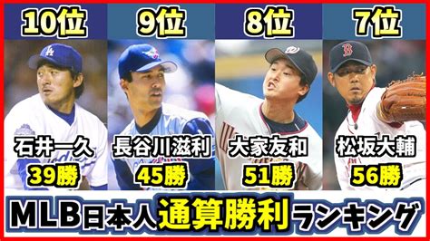 【歴代最強選手ランキング】メジャーリーグでの通算勝利数日本人投手top10！ 大谷翔平はメジャーでどれだけ勝てるのか？【田中将大】【野茂英雄】【プロ野球】 Youtube