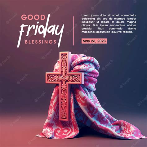 Premium Psd A Good Friday Poster Template With Cross And Shawl Background