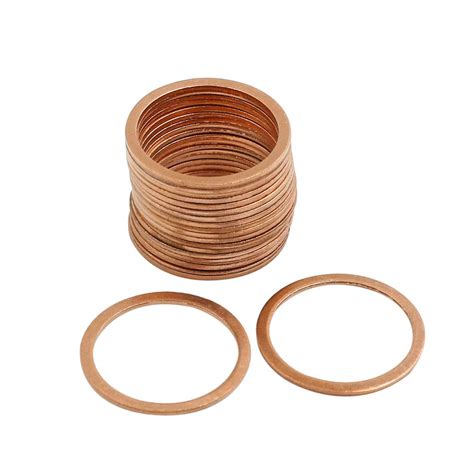 X AUTOHAUX 20pcs 22mm Inner Diameter Copper Washers Flat Sealing