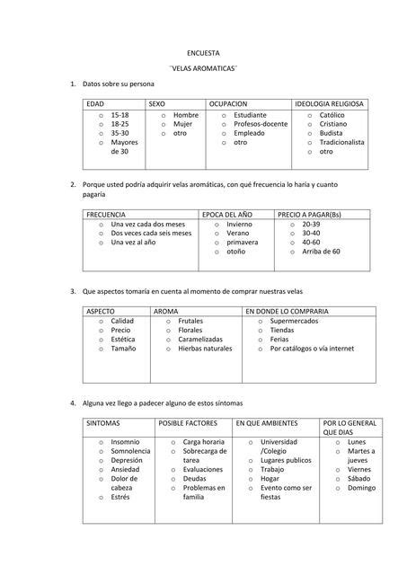 Encuesta Velas Aromáticas cg uDocz