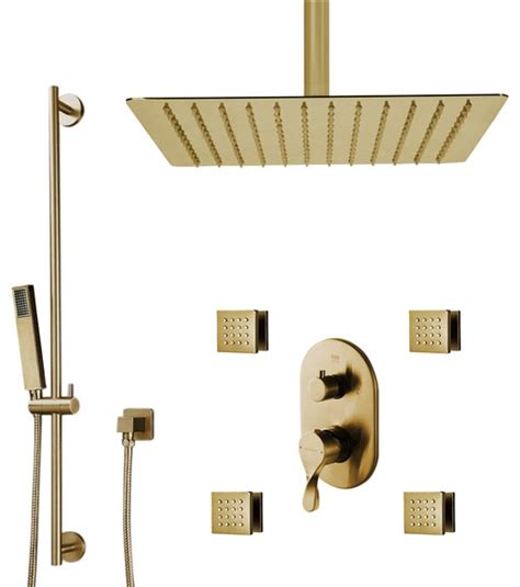 Lima Thermostatic Brushed Shower Set 4 Pieces Spa Massage Jets