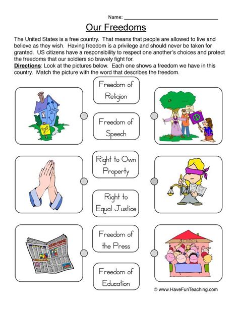 Our Freedoms Worksheet Have Fun Teaching First Grade Activities Freedom