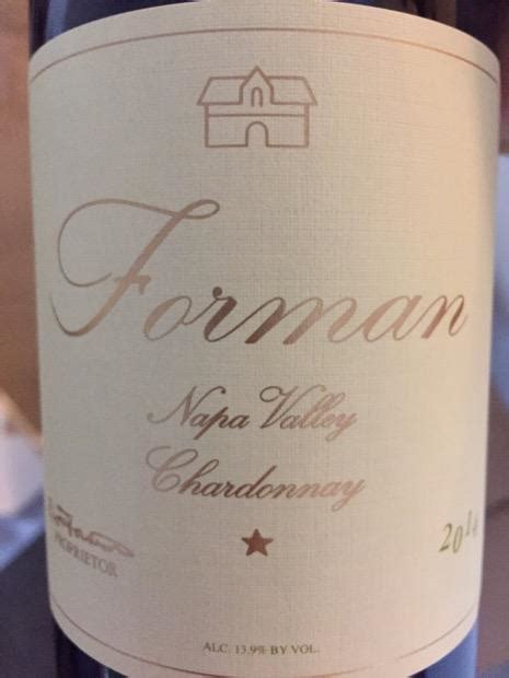 2014 Forman Chardonnay Usa California Napa Valley Cellartracker