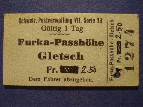 PTT POSTAUTOBILLETT 21 8 1940 FURKA PASSHÖHE GLETSCH Kaufen