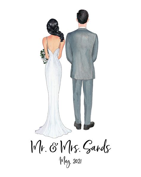 DIGITAL or PRINT SHIP Wedding Couple Print Mr. and Mrs. - Etsy Canada | Wedding couples, Bridal ...