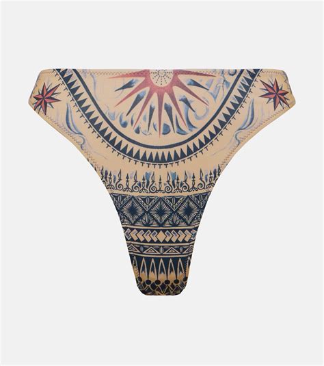 Tattoo Collection Printed Bikini Bottoms In Multicoloured Jean Paul