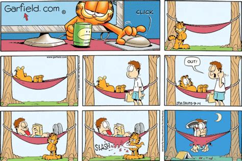 Read The Cartoon And Answer In English What Is Garfield Doing In The