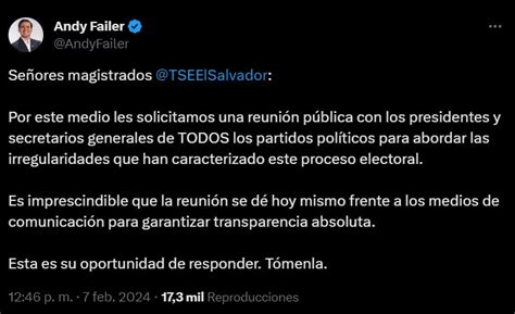 Presidente De Nuestro Tiempo Le Exige Al Tse Una Reuni N Con Todos Los