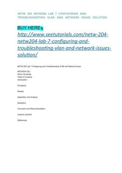 Netw Netw Lab Configuring And Troubleshooting Vlan And Network