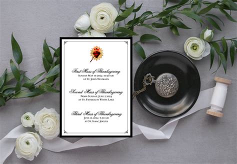 Sacred Heart Mass Of Thanksgiving Catholic Wedding Invitations