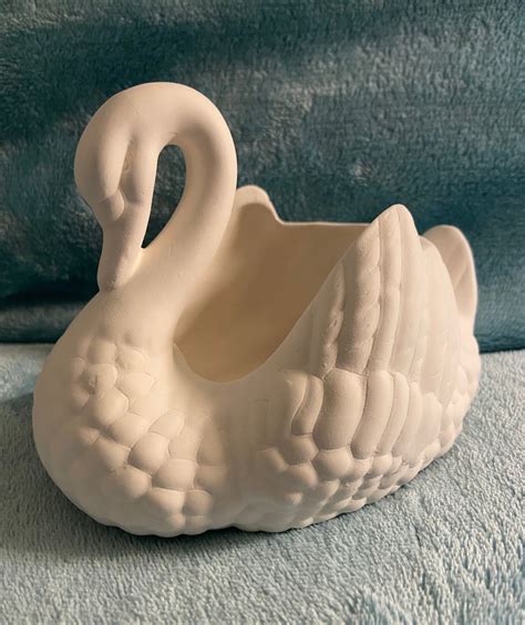 Ceramic Bisque Small Swan Planter Ready To Paint Etsy