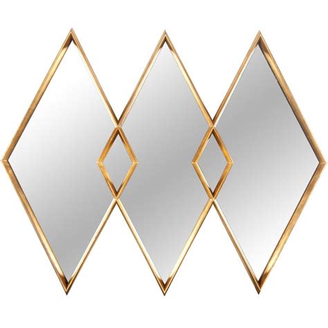 Gold gilt diamond mirror at 1stDibs