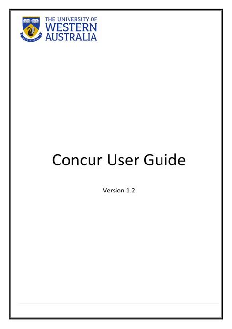 Pdf Concur User Guide University Of Western Australia · Version