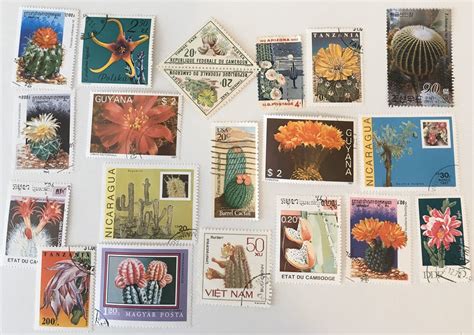 New In My Etsy Shop 20 Vintage Cactus Cacti Flowers Postage Stamps