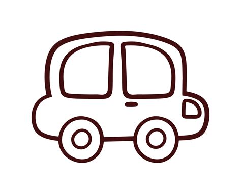 Cute Car Vehicle Outline for Editable Cartoon Transportation Doodle ...