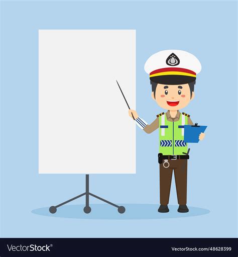 Indonesian Traffic Police Character With Blank Vector Image