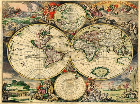 Old World Map Poster Vintage World Map Print From 1689 - Etsy