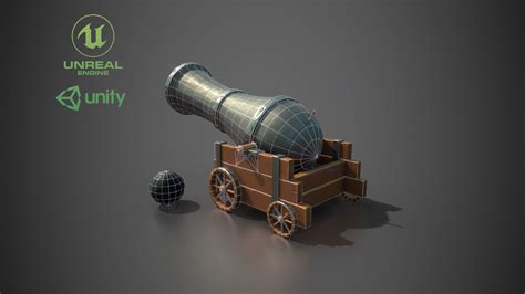 D Model Stylized Cannon Vr Ar Low Poly Cgtrader