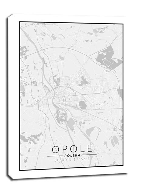 Opole mapa czarno biała obraz na płótnie 50x70 cm Galeria Plakatu