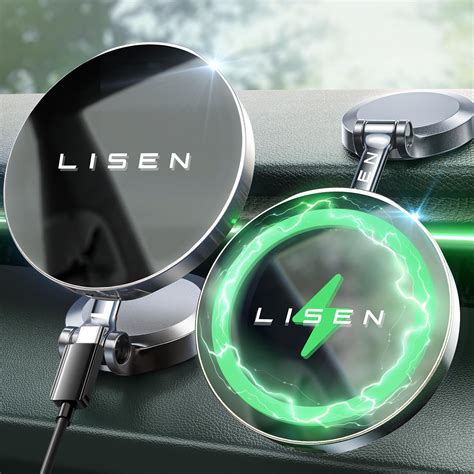 Lisen For Magsafe Car Mount Charger [15w Pro] Iphone Wireless Car Charger Magnetic Phone Holder