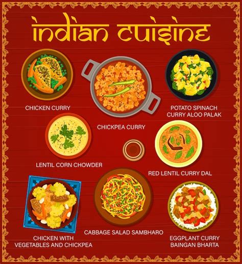 Premium Vector Indian Cuisine Restaurant Meals Menu Vector Page