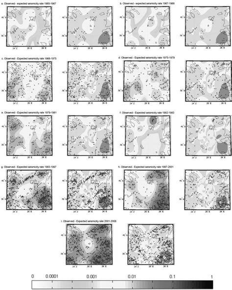 Comparison Of Observed And Expected Seismicity Rates In The Study Area