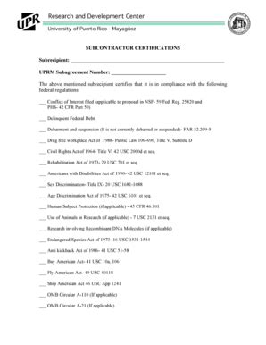 Fillable Online Cid Uprm UPRM Subagreement Template With Attachment C