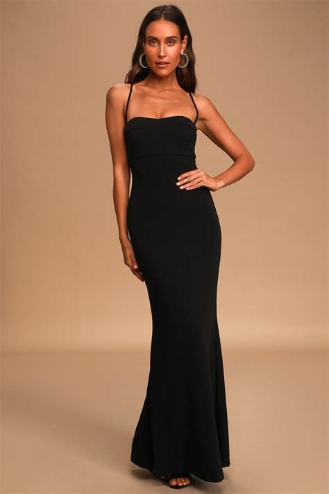 Lovely Black Maxi Dress Strapless Dress Mermaid Dress Lulus