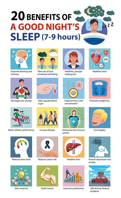 Premium Vector 20 Health Benefits Of A Good Nights Sleep Infographic Vector Illustration