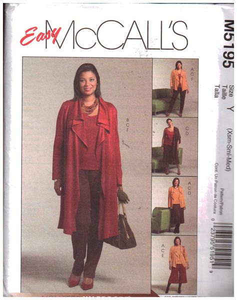 McCall S M5195 Women Jacket Top Skirt Gaucho Pants Size HH 22W 28W Or