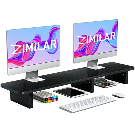 Zimilar Dual Monitor Stand Riser Large Wood Computer