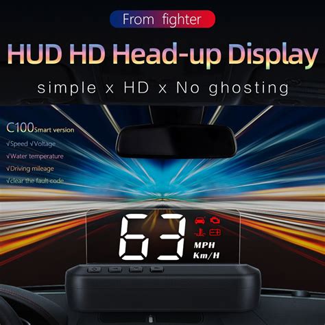 Pantalla Frontal De Coche C100 OBD2 HUD Proyector Digital De Velocidad