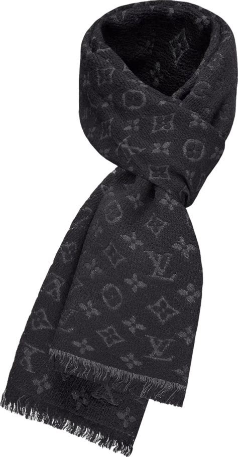 Louis Vuitton Black Dark Grey Monogram Classic Scarf INC STYLE