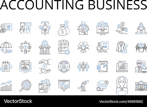 Accounting business line icons collection Vector Image