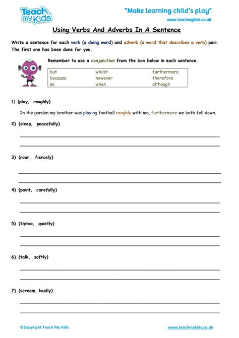 Verbs And Adverbs Worksheet