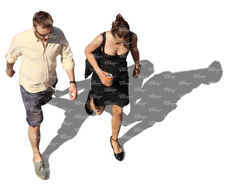 Man And Woman Walking Seen From Above Vishopper