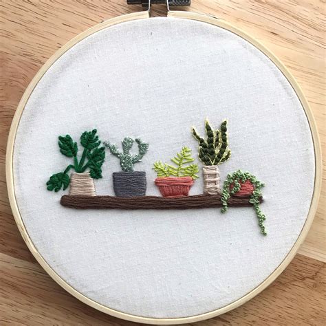 Plant Embroidery Hoop Modern Botanical Wall Art By EmbryGifts On Etsy