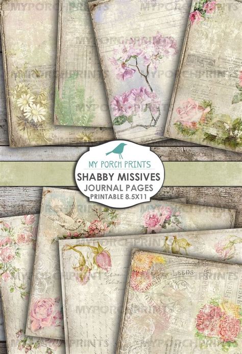 Shabby Missives Journal Pages Collage Sheet Floral Flowers Book