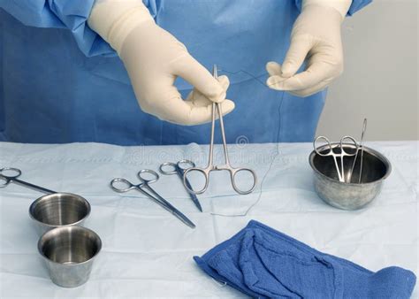 Steel Surgical Forceps Holding Suture Needle Stock Photo Image Of