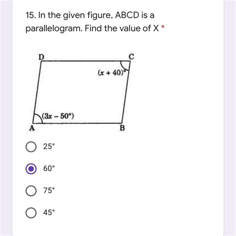 In The Given Figure ABCD Is A Parallelogram Find The Value Of X