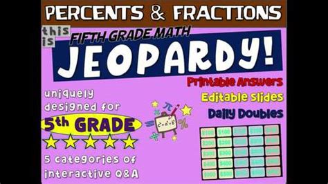 REAL WORLD MATH - Fifth Grade MATH JEOPARDY! handouts & Game Slides