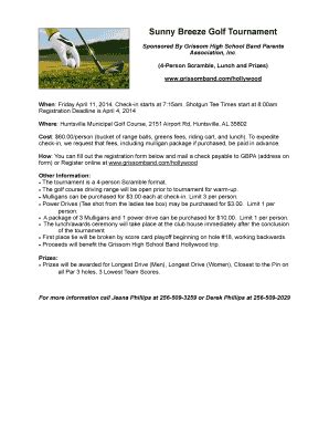 Fillable Online Golf Tourney Order Form Fax Email Print Pdffiller