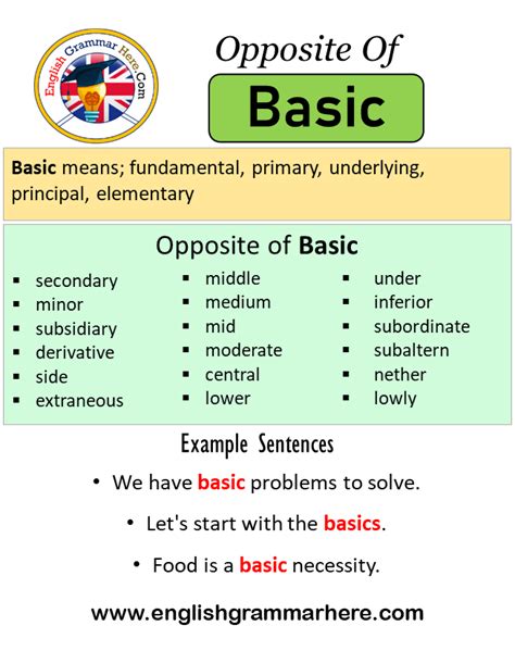 Opposite Of Basic Antonyms Of Basic Meaning And Example Sentences English Grammar Here