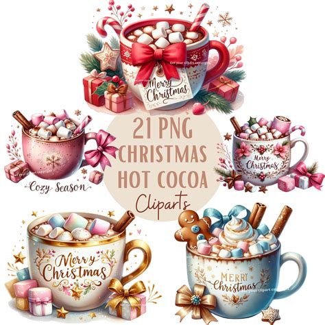 Christmas Hot Cocoa Clipart Bundle Christmas Png Bundle Hot Cocoa Png