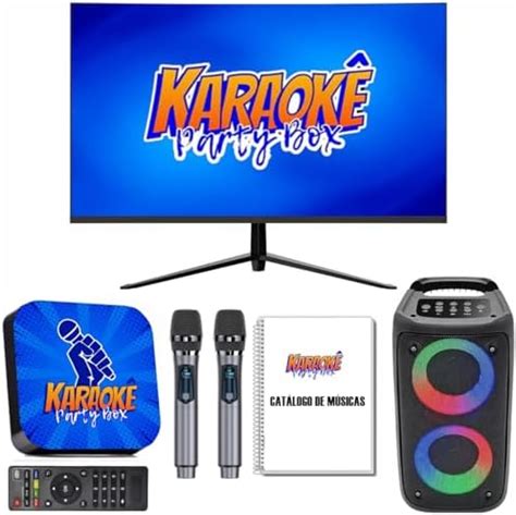 Karaoke Party Box Profissional Azul 2 Microfones Sem Fio Caixa De Som